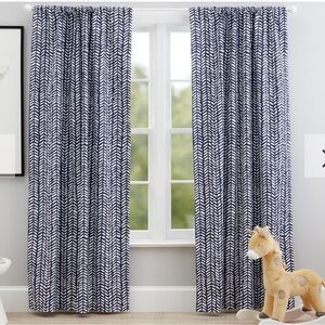Pottery Barn Kids Broken Arrows Cotton Blackout Curtains - Navy - Set of 3